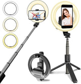 4-in-1 Wireless Selfie Stick Tripod with Ring Light