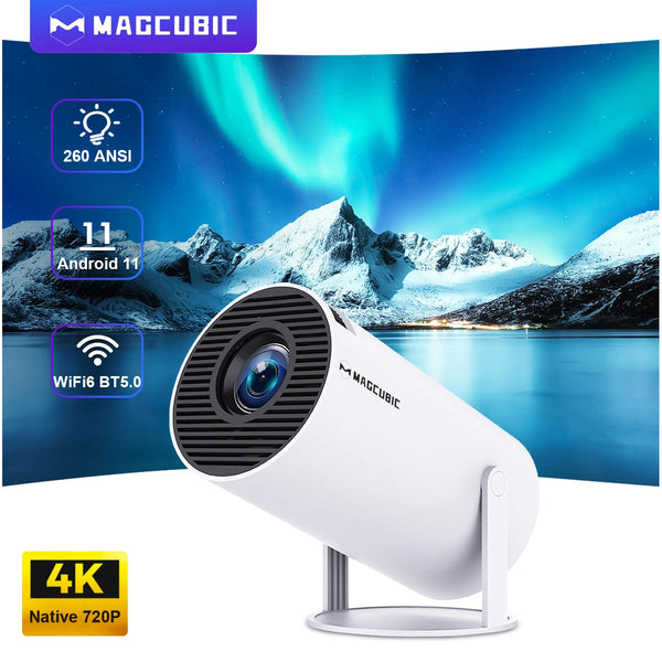 Projector HY300 Wifi6 260ANSI Android11.0 4K Allwinner H713 130"Screen BT5.0 1280*720P Home Theater Outdoor Portable