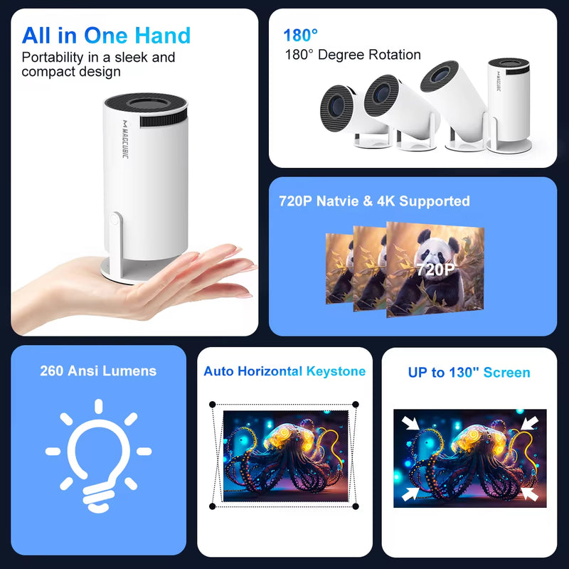 Projector 4K Pro Dual Wifi Cinema Outdoor Portable Projetor